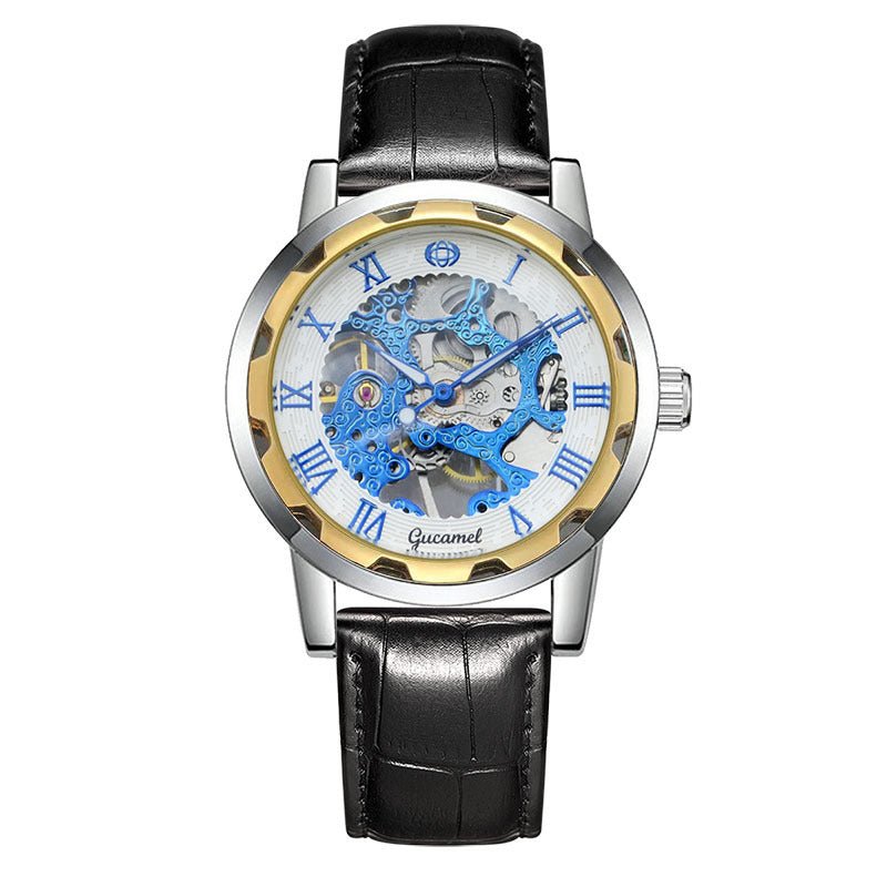 Steel Strip Hollow Gold Manual Mechanical Watch – Skeleton Dial Luxury Timepiece - SMARTMARTNZ