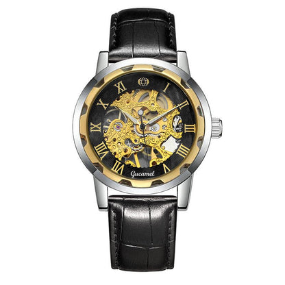 Steel Strip Hollow Gold Manual Mechanical Watch – Skeleton Dial Luxury Timepiece - SMARTMARTNZ