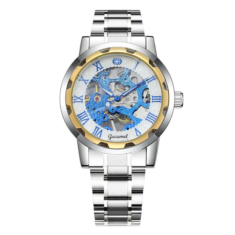 Steel Strip Hollow Gold Manual Mechanical Watch – Skeleton Dial Luxury Timepiece - SMARTMARTNZ