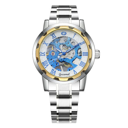 Steel Strip Hollow Gold Manual Mechanical Watch – Skeleton Dial Luxury Timepiece - SMARTMARTNZ