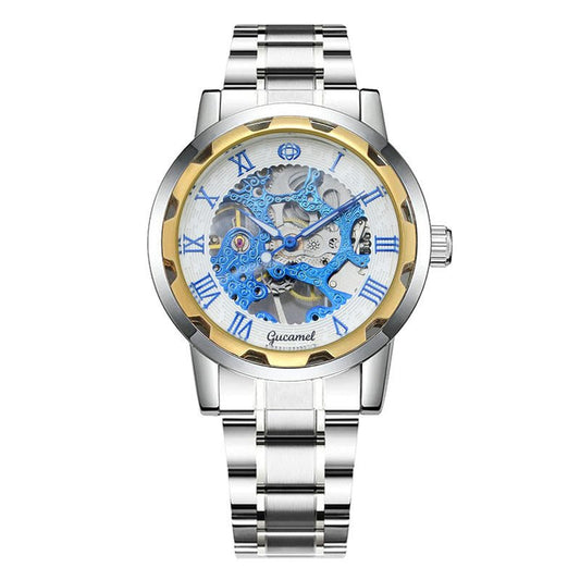 Steel Strip Hollow Gold Manual Mechanical Watch – Skeleton Dial Luxury Timepiece - SMARTMARTNZ