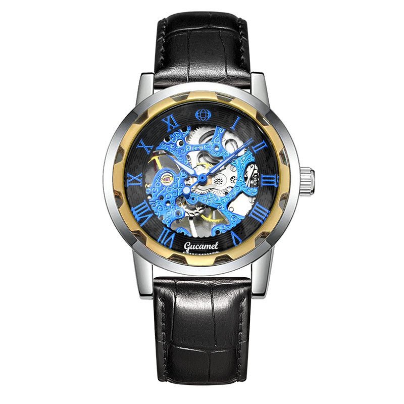 Steel Strip Hollow Gold Manual Mechanical Watch – Skeleton Dial Luxury Timepiece - SMARTMARTNZ