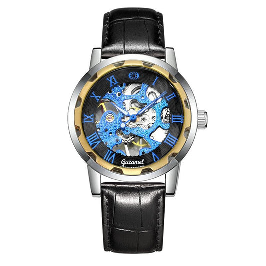 Steel Strip Hollow Gold Manual Mechanical Watch – Skeleton Dial Luxury Timepiece - SMARTMARTNZ