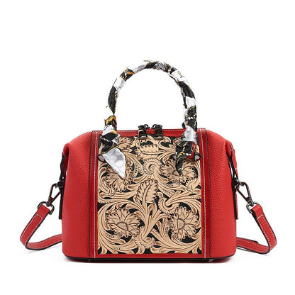 Stylish Textured Cowhide Bag – Hand - Carved Vintage Leather Messenger - SMARTMARTNZ