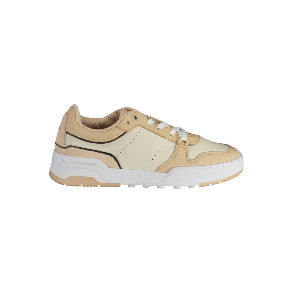 Tommy Hilfiger Beige Leather Women Sneaker - SMARTMARTNZ