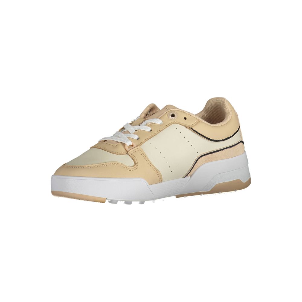 Tommy Hilfiger Beige Leather Women Sneaker - SMARTMARTNZ