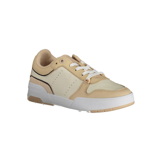 Tommy Hilfiger Beige Leather Women Sneaker - SMARTMARTNZ