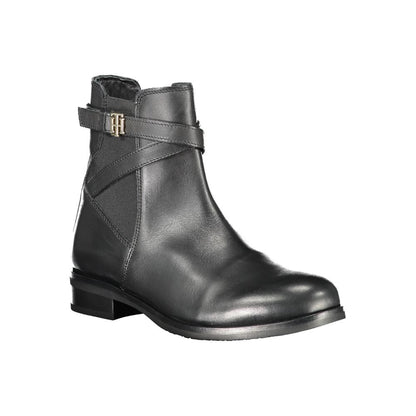 Tommy Hilfiger Black Leather Women Boot - SMARTMARTNZ
