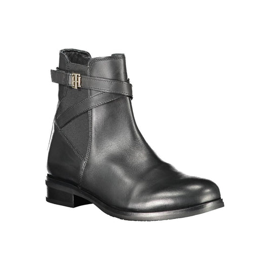 Tommy Hilfiger Black Leather Women Boot - SMARTMARTNZ