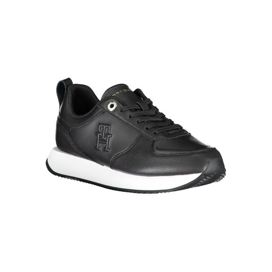 Tommy Hilfiger Black Leather Women Sneaker - SMARTMARTNZ
