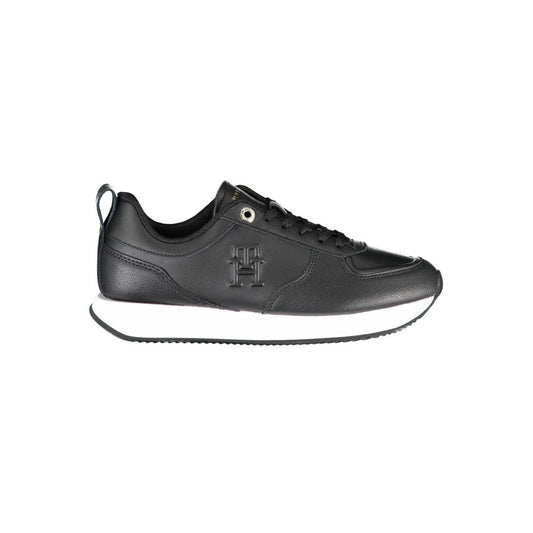 Tommy Hilfiger Black Leather Women Sneaker - SMARTMARTNZ