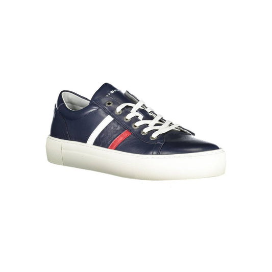 Tommy Hilfiger Blue Leather Men Sneaker - SMARTMARTNZ