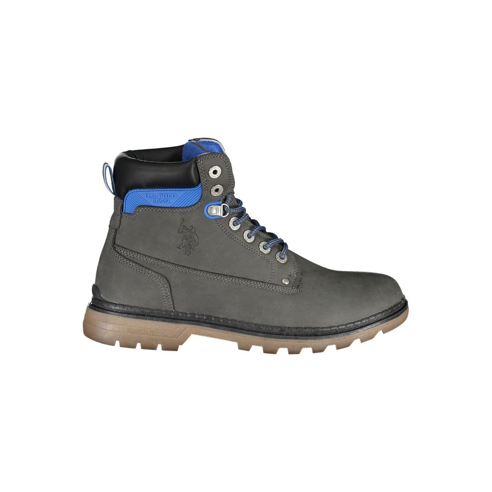 U.S. POLO ASSN. Elegant Gray High Lace - Up Boots with Logo Detail - SMARTMARTNZ