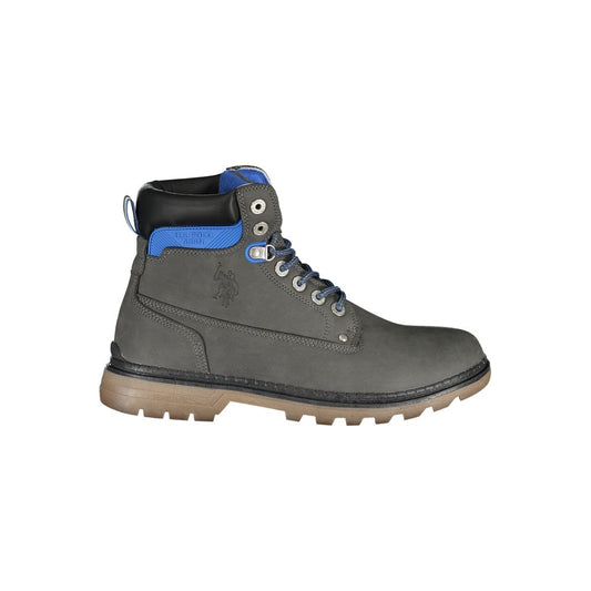 U.S. POLO ASSN. Elegant Gray High Lace - Up Boots with Logo Detail - SMARTMARTNZ