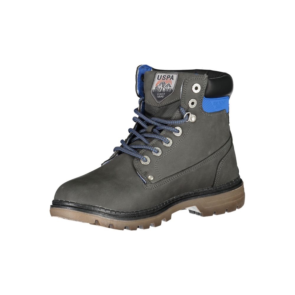 U.S. POLO ASSN. Elegant Gray High Lace - Up Boots with Logo Detail - SMARTMARTNZ