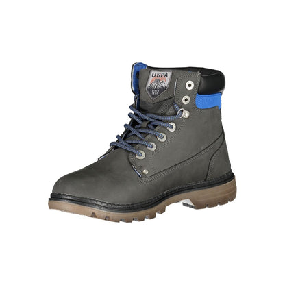 U.S. POLO ASSN. Elegant Gray High Lace - Up Boots with Logo Detail - SMARTMARTNZ