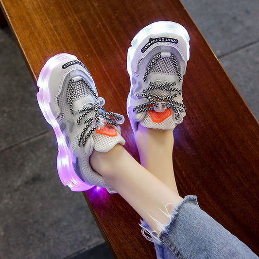 USB Charging Glowing Girls Sneakers Children Casual Shoes - SMARTMARTNZ