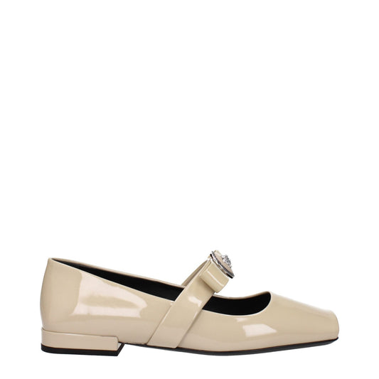 Versace Beige Leather Ballet Flats - SMARTMARTNZ
