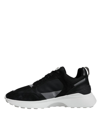 Versace Black Canvas Quad Fabric Medusa Low Top Sneaker Shoes - SMARTMARTNZ