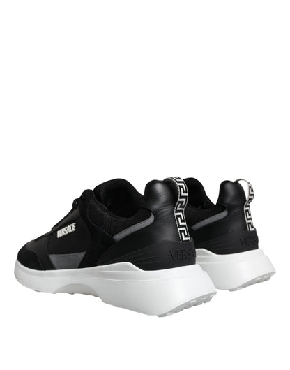 Versace Black Canvas Quad Fabric Medusa Low Top Sneaker Shoes - SMARTMARTNZ