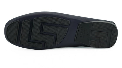 Versace Elegant Navy Blue Calf Leather Loafers - SMARTMARTNZ