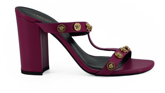 Versace Elegant Purple Calf Leather High Sandals - SMARTMARTNZ