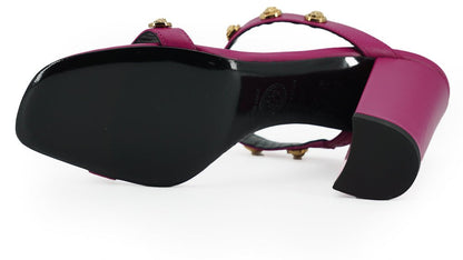 Versace Elegant Purple Calf Leather High Sandals - SMARTMARTNZ