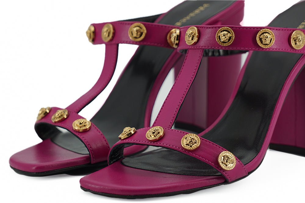 Versace Elegant Purple Calf Leather High Sandals - SMARTMARTNZ