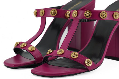 Versace Elegant Purple Calf Leather High Sandals - SMARTMARTNZ