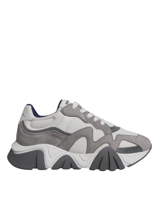 Versace Grey Leather Neoprene Chunky Low Top Squalo Sneakers Shoes - SMARTMARTNZ