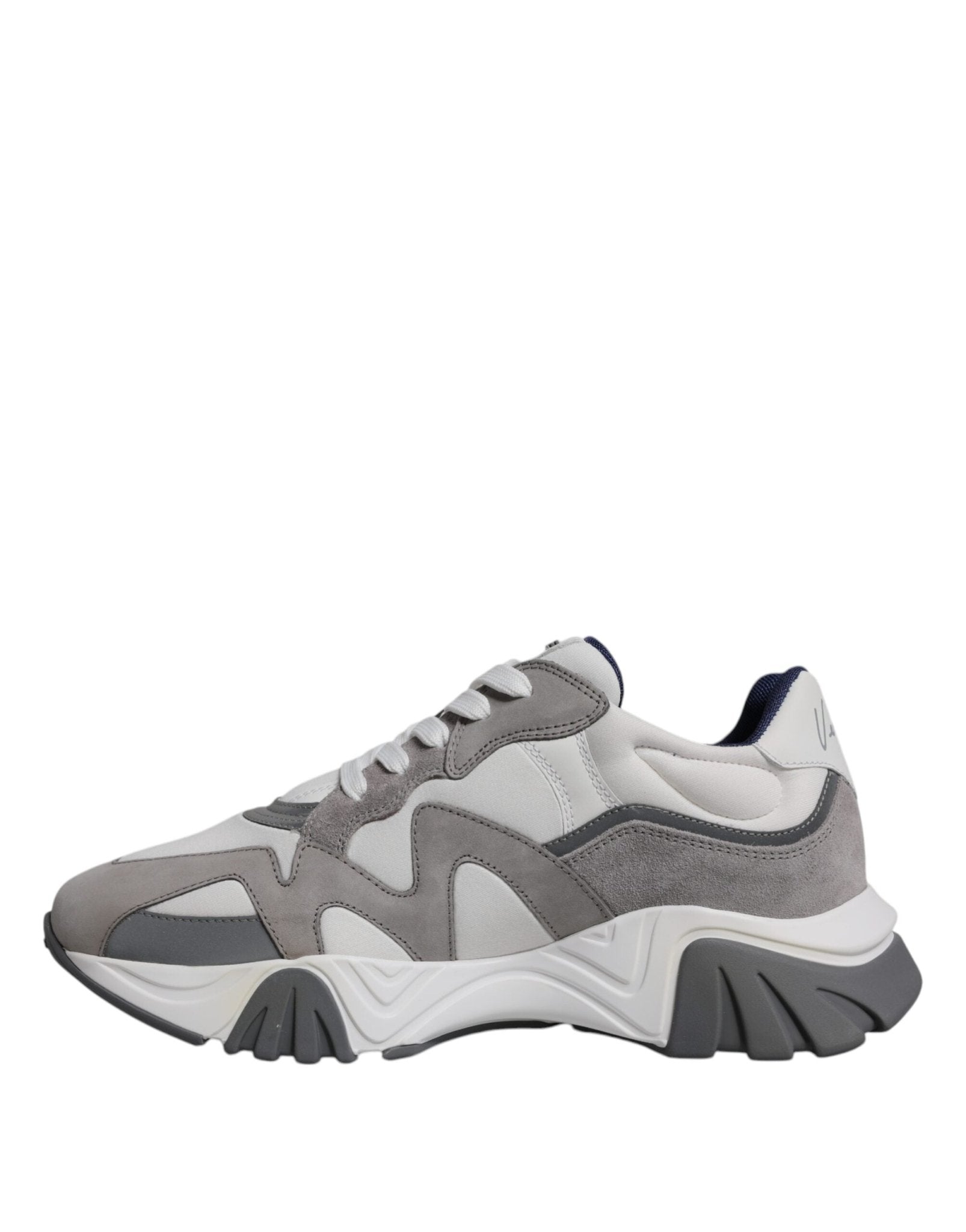 Versace Grey Leather Neoprene Chunky Low Top Squalo Sneakers Shoes - SMARTMARTNZ