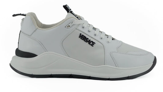 Versace Sleek White Calf Leather Sneakers - SMARTMARTNZ