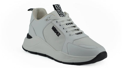Versace Sleek White Calf Leather Sneakers - SMARTMARTNZ