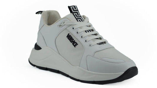 Versace Sleek White Calf Leather Sneakers - SMARTMARTNZ