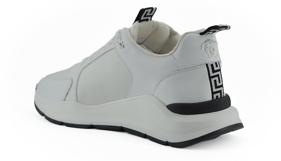 Versace Sleek White Calf Leather Sneakers - SMARTMARTNZ