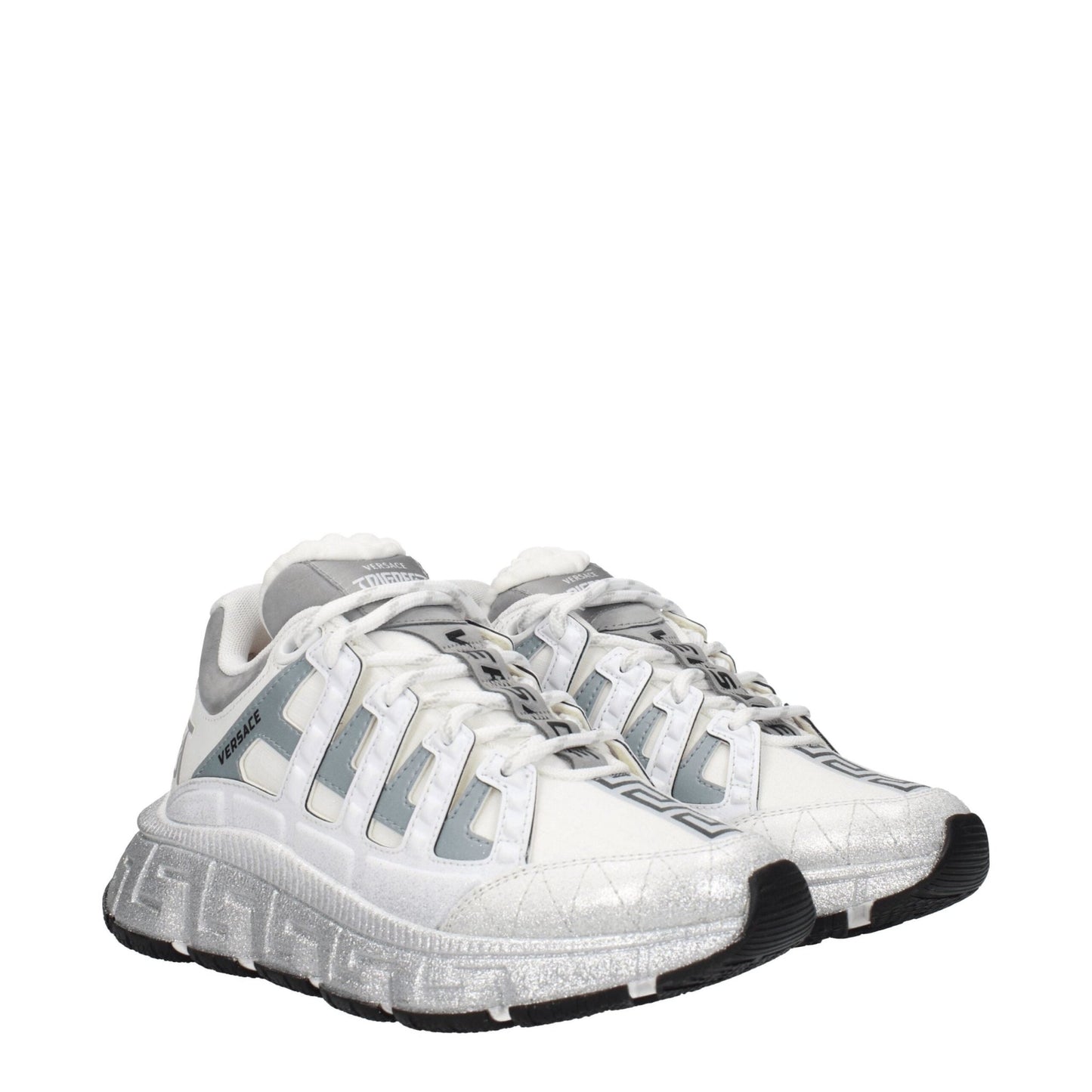 Versace White Fabric Athletic Sneakers - SMARTMARTNZ