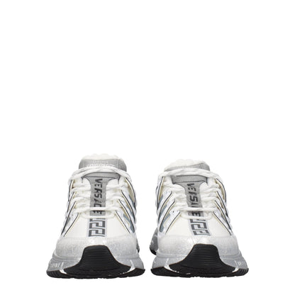 Versace White Fabric Athletic Sneakers - SMARTMARTNZ