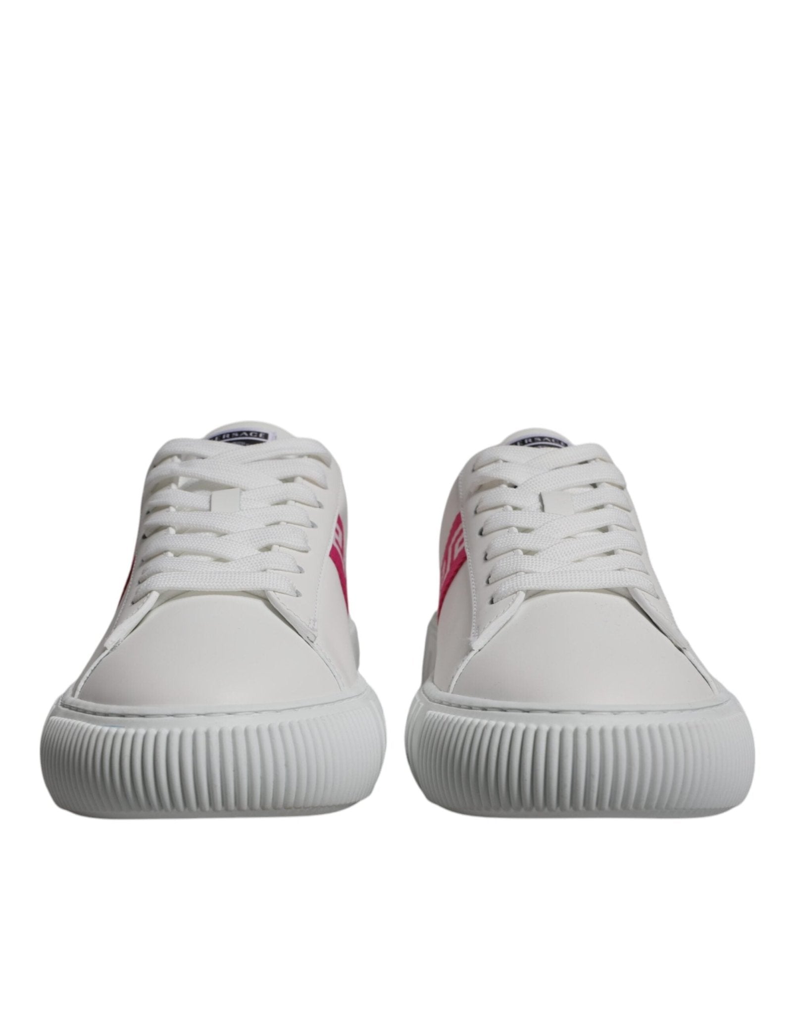 Versace White Pink Greca Print Platform Low Top Sneakers Shoes - SMARTMARTNZ