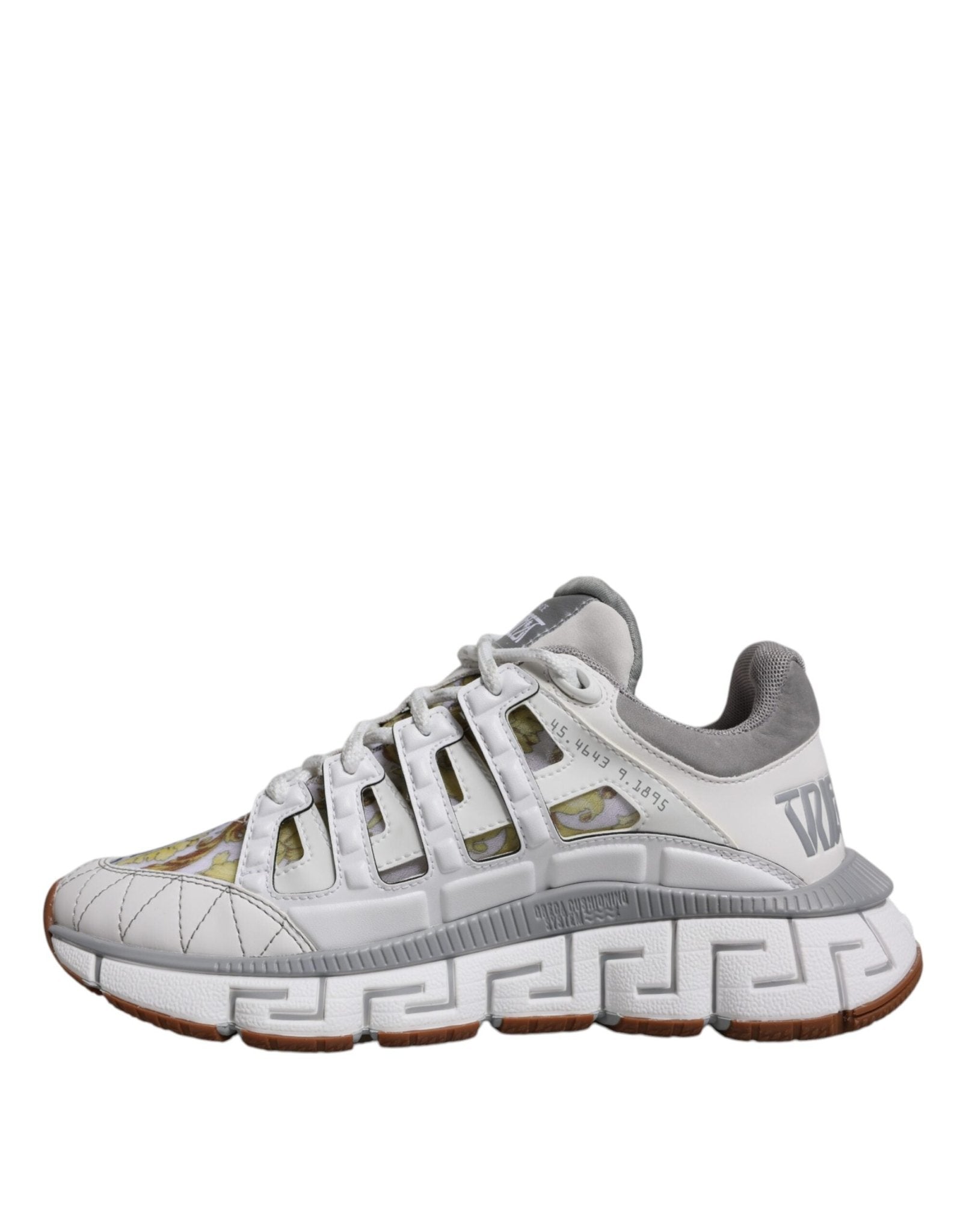 Versace White Trigreca Barocco Print Low Top Sneakers Shoes - SMARTMARTNZ