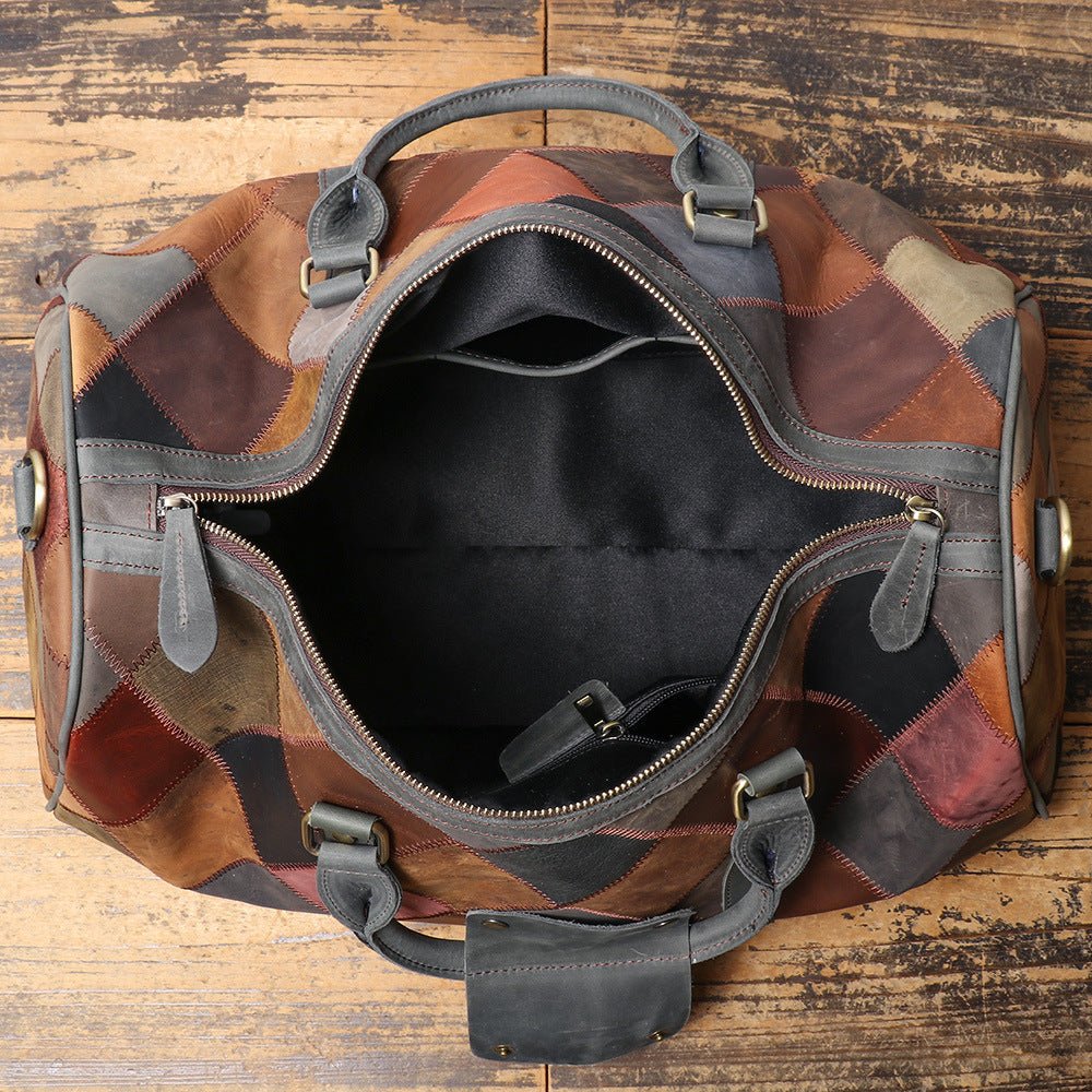 Vintage Men's Leather Rhombus Portable Travel Bag - SMARTMARTNZ