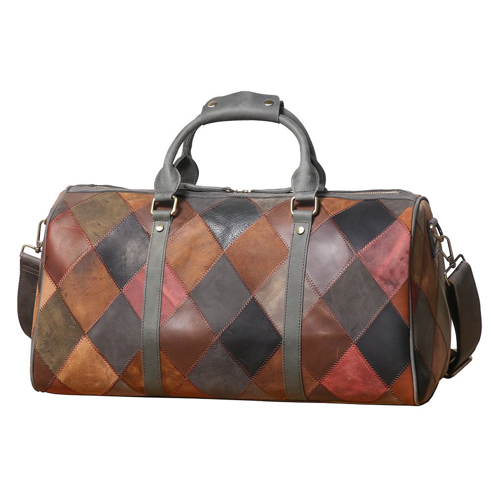 Vintage Men's Leather Rhombus Portable Travel Bag - SMARTMARTNZ
