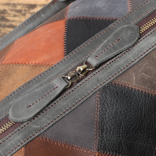 Vintage Men's Leather Rhombus Portable Travel Bag - SMARTMARTNZ
