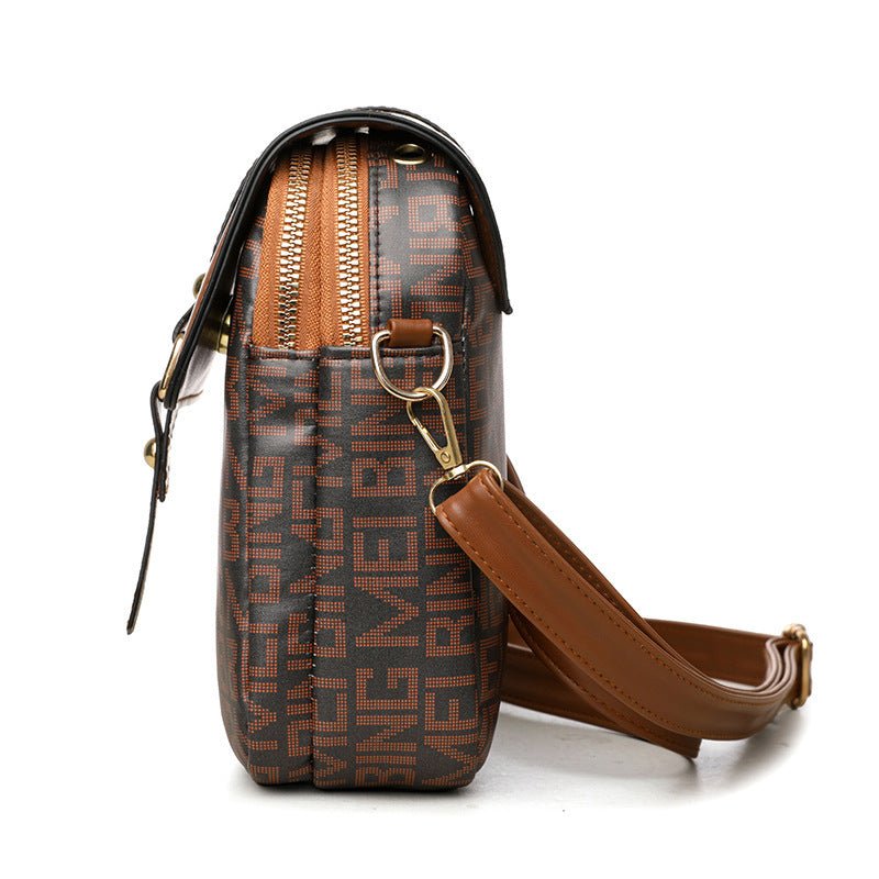 “Vintage Mini Crossbody – Soft Leather & Retro Print” - SMARTMARTNZ