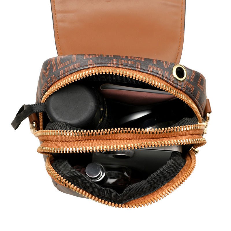 “Vintage Mini Crossbody – Soft Leather & Retro Print” - SMARTMARTNZ