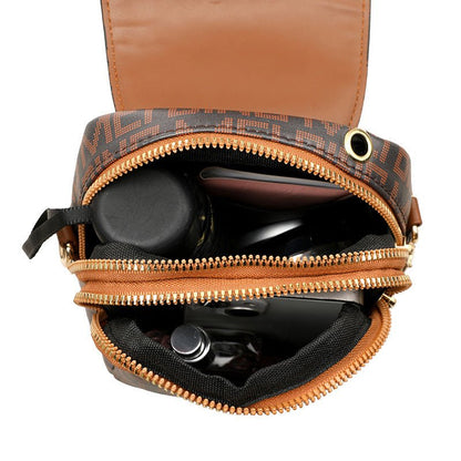 “Vintage Mini Crossbody – Soft Leather & Retro Print” - SMARTMARTNZ