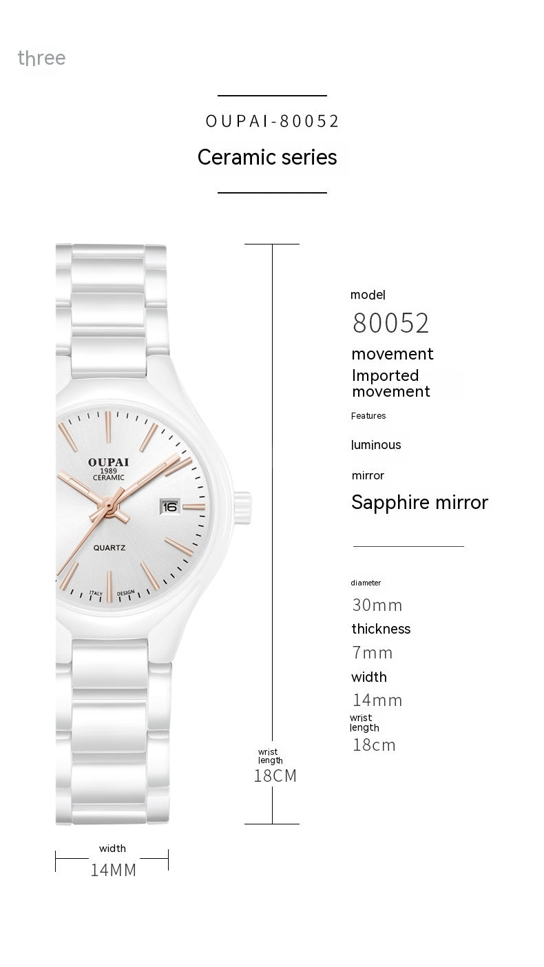 White Ceramic Women’s Watch – Elegant, Simple & Timeless Style - SMARTMARTNZ