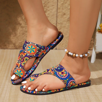 Women’s Boho Roman Flat Sandals – Extended Sizes Ethnic Flair Meets Everyday Comfort - SMARTMARTNZ