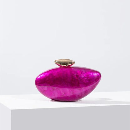Women’s Evening Clutch Bag – 2024 Shell Design Acrylic Purse with Metallic Finish - SMARTMARTNZ