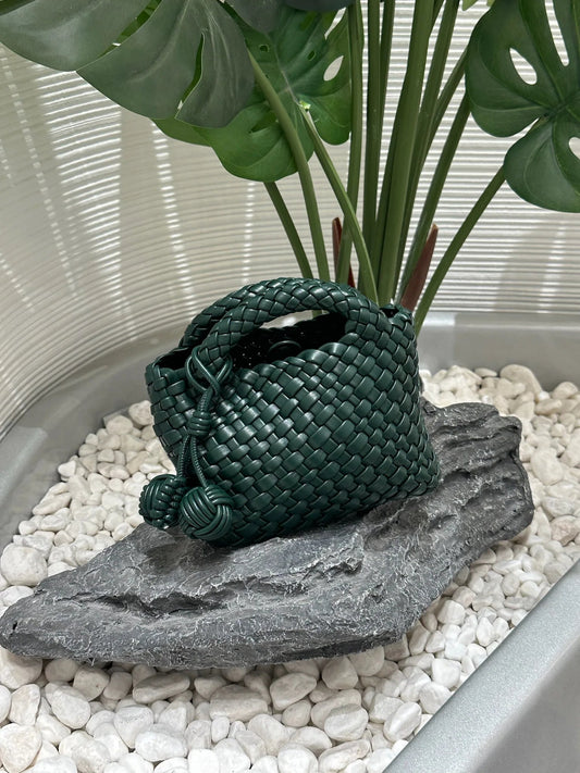 Women’s Fashion Woven Bag – Soft Handmade PU Leather Shoulder Bucket - SMARTMARTNZ