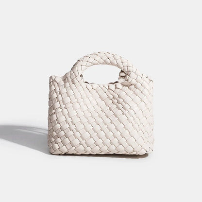 Women’s Fashion Woven Bag – Soft Handmade PU Leather Shoulder Bucket - SMARTMARTNZ